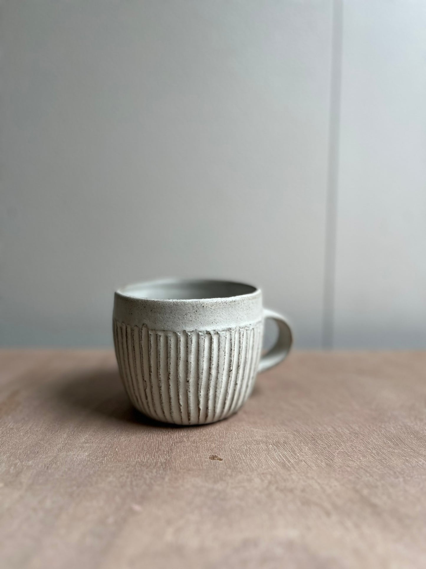 Set of 2 carved mugs/soup bowls with handles